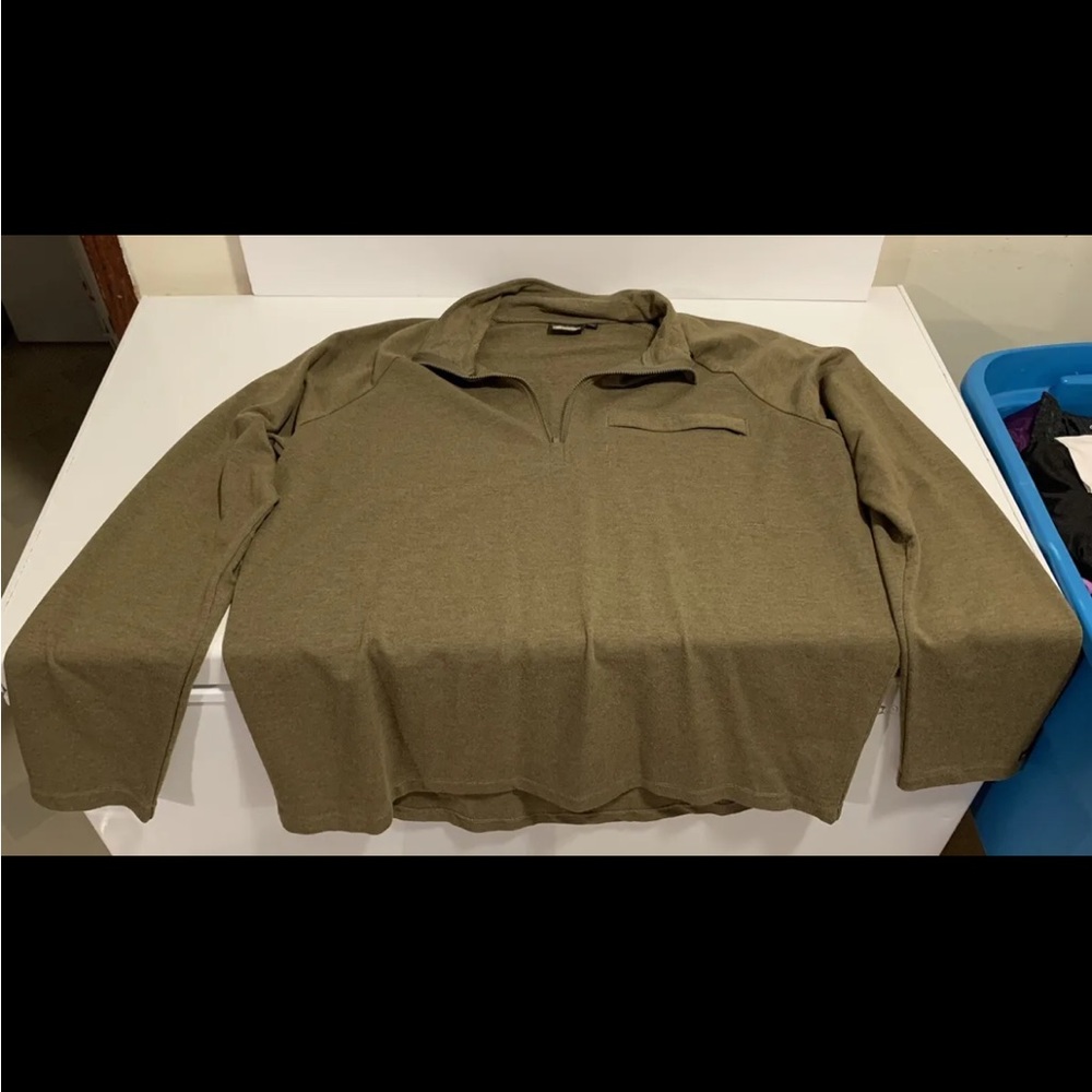 Kavu Mens Jacket Size L Large Brown Pullover 1/4 Zip Long Sleeve